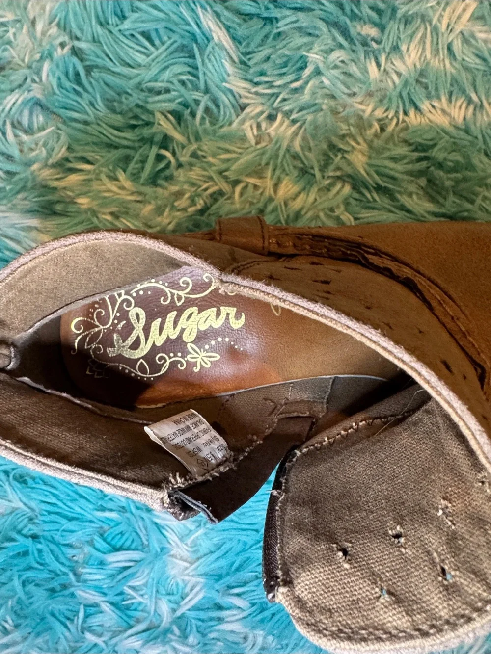 Sugar Brown Faux-Suede Ankle Booties with Strap Detail